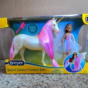 Breyer Magical Unicorn, Sky and Fantasy Rider, Meadow